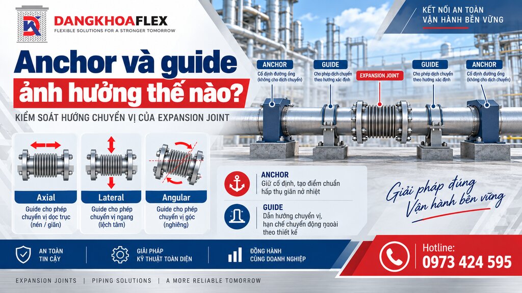 Anchor và guide ảnh hưởng đến axial lateral angular của expansion joint