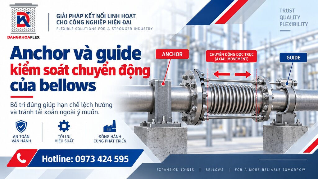 Anchor và guide kiểm soát chuyển động của bellows<br> Vị trí: Phần anchor và guide
