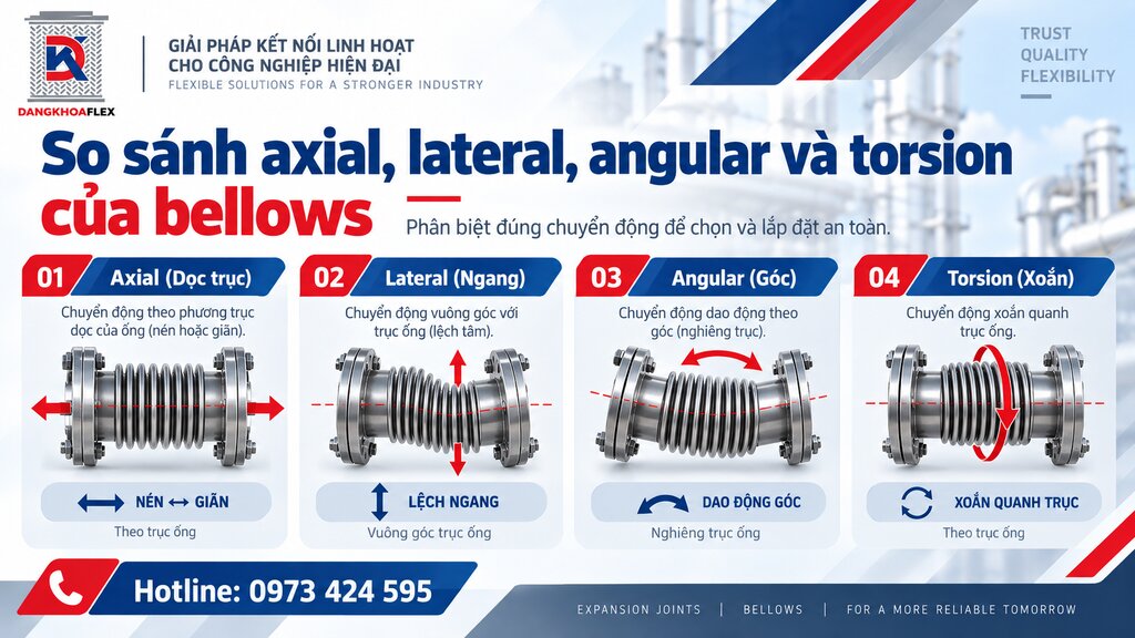 So sánh axial lateral angular và torsion của bellows<br> Vị trí: Sau bảng so sánh movement