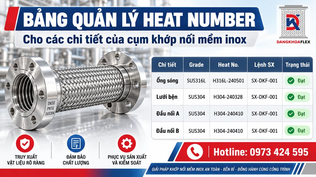 Checklist QA QC kiểm tra Heat Number và khả năng truy xuất nguồn gốc vật liệu inox trước nghiệm thu