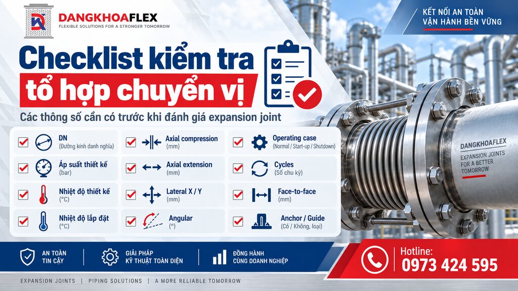 Checklist thông số cần có trước khi kiểm tra tổ hợp chuyển vị expansion joint