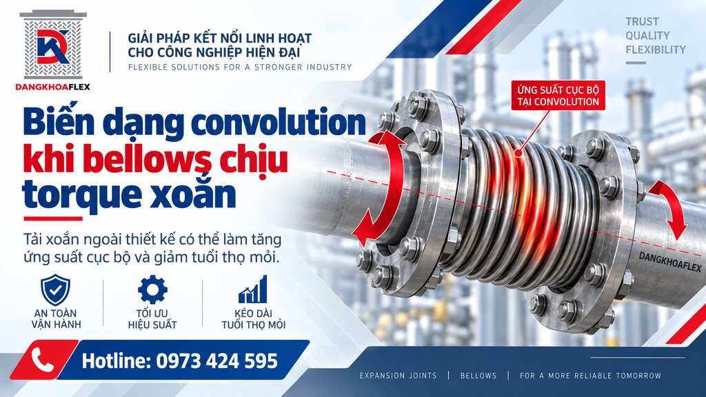 Biến dạng convolution khi bellows chịu torque xoắn