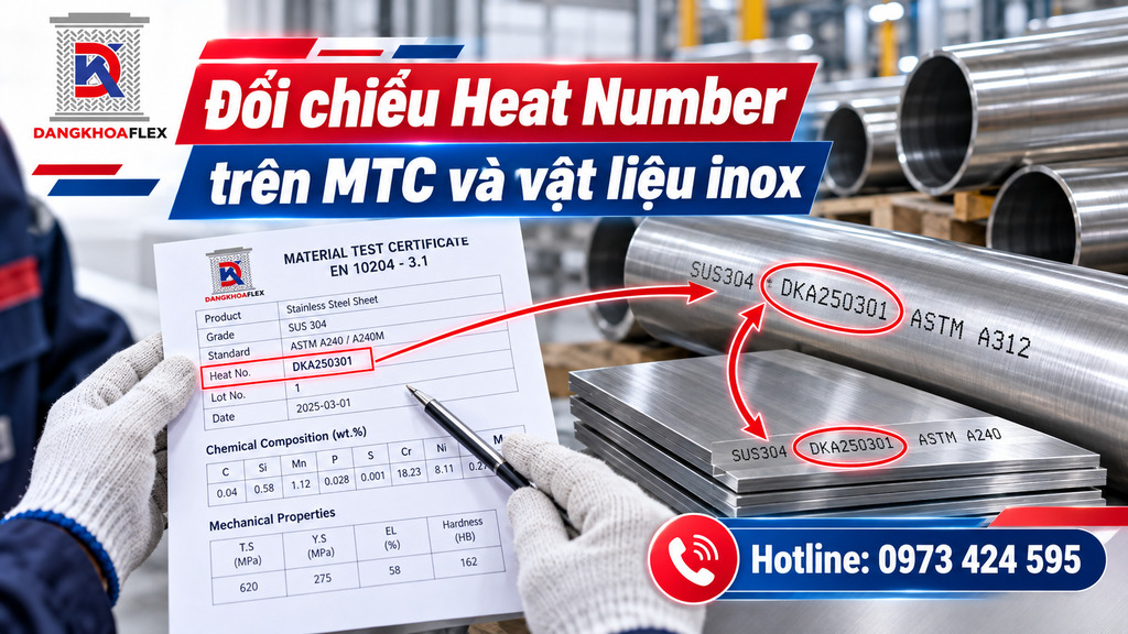 Đối chiếu Heat Number trên MTC với marking vật liệu inox