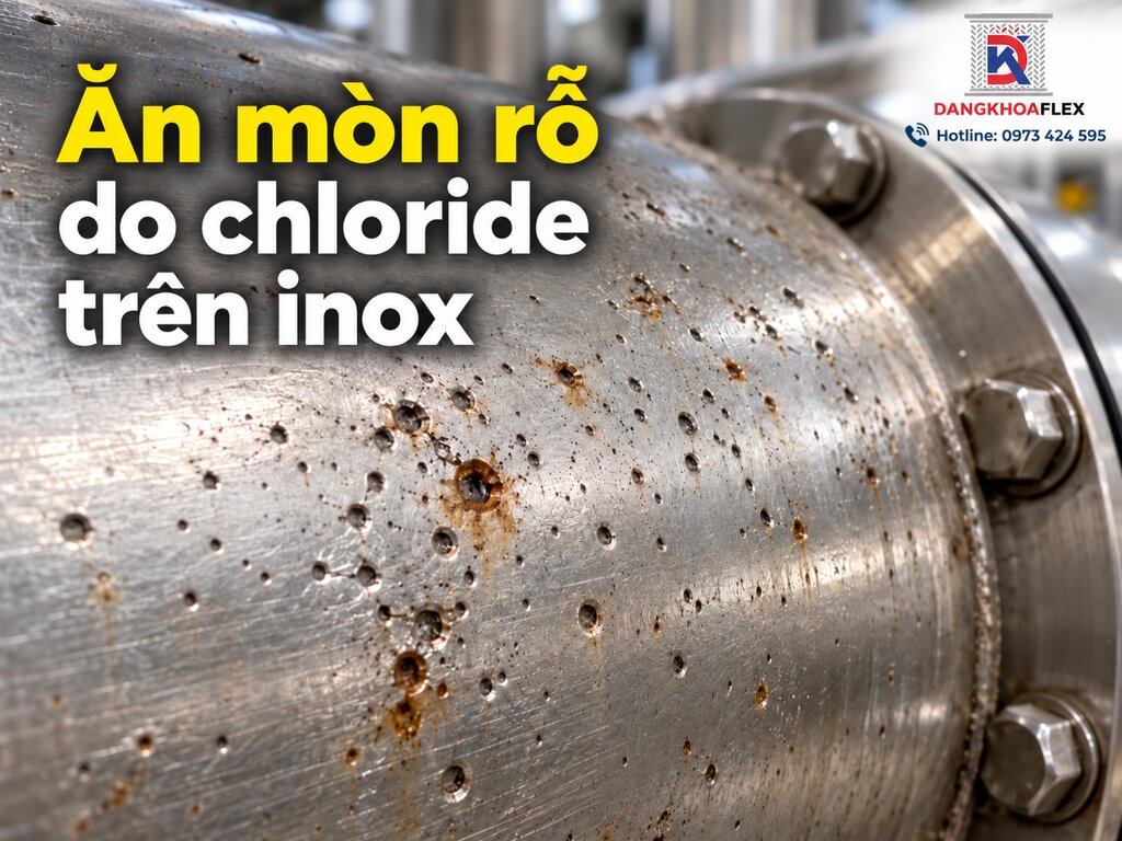 Ăn mòn rỗ do chloride trên bề mặt inox công nghiệp với các vết rỗ nhỏ tập trung