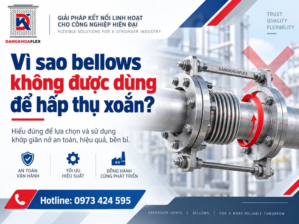 Vì sao bellows không được dùng để hấp thụ xoắn