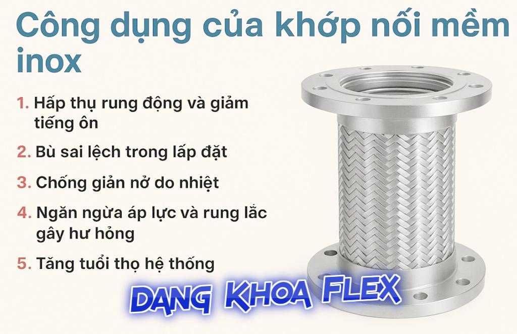 công dụng của khớp nối mềm inox